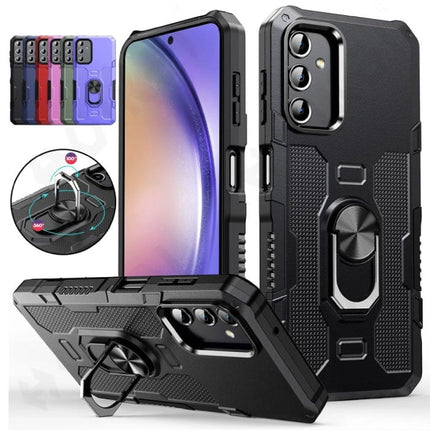 Samsung Galaxy S22 Hoesje + Kickstand Magneet - Shockproof Cover met Popgrip Blauw