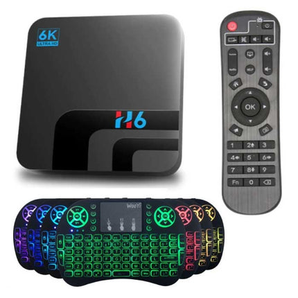 H6 TV Box Mediaspeler 6K met Draadloos RGB Toetsenbord - Android Kodi - 2GB RAM - 16GB Opslagruimte