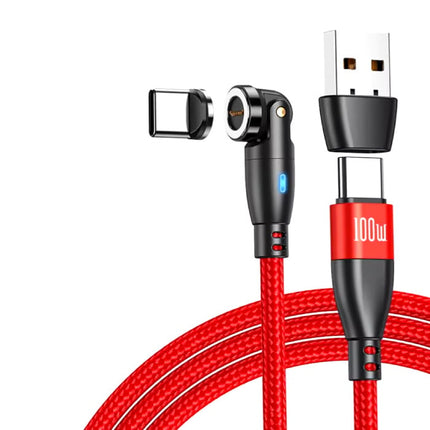 USB Type C naar USB Type C Magnetische Oplaadkabel - 1,8 Meter - 100W USB-C Fast Charging Oplader Data Kabel - Rood