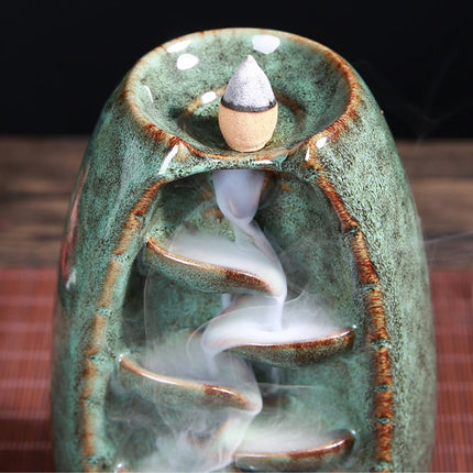 Aromatherapie Sier Wierookbrander Waterval Terugstromen - Backflow Incense Burner Feng Shui Decor Ornament Groen