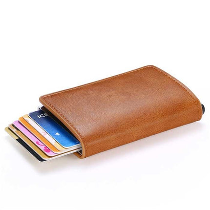 RFID Creditcard Houder Portemonnee - Vintage Leren Aluminium Etui met Geldclip Geel