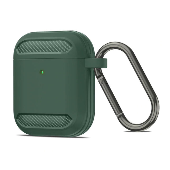 Shockproof Hoesje voor AirPods 1 / 2 met Karabijnhaak - AirPod Case Cover Skin - Groen