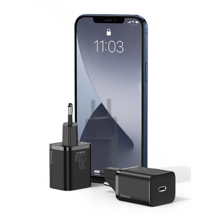 Super Si 20W PD USB-C Oplader - Power Delivery USB Fast Charge - Muur Stekkerlader Wallcharger AC Thuislader Adapter Zwart