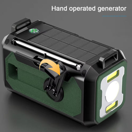 12000mAh Radio Powerbank op Zonne-energie met Dynamo - Ingebouwde Zaklamp - Batterij Oplader Noodradio Ontvanger - Groen
