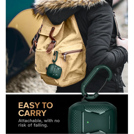 Shockproof Hoesje voor AirPods 1 / 2 met Karabijnhaak - AirPod Case Cover Skin - Groen