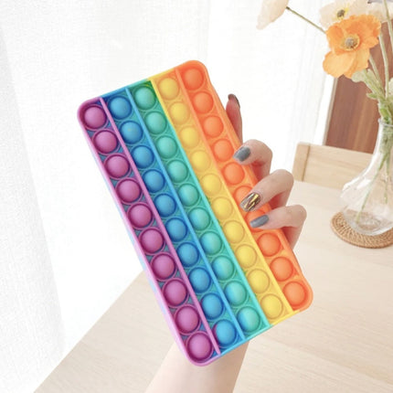 Pop It Pennenzak - Fidget Anti Stress Speelgoed Portemonnee Bubble Toy Siliconen Blauw-Wit