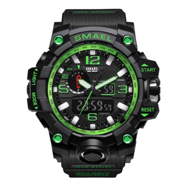  Militair Duik Horloge voor Heren - Rubber Bandje Kwarts Uurwerk Analoog Digitaal voor Mannen Groen