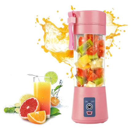 Draagbare Blender met 6 Freesmessen  - Portable Smoothie Maker Juicer Sapcentrifuge Roze