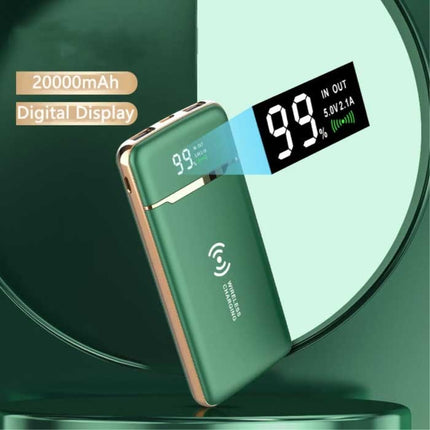 Universele 20.000mAh Powerbank - 4 Types Oplaadkabel - Externe Noodaccu Batterij Oplader Charger Groen
