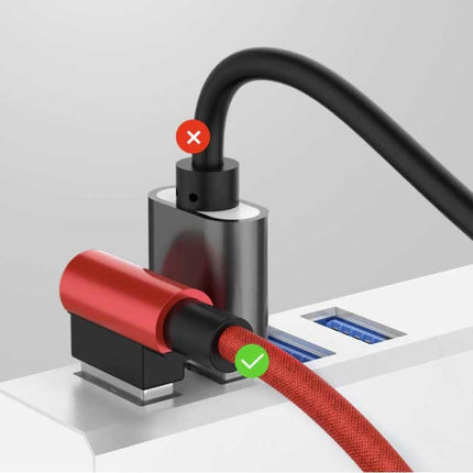 Oplaadkabel 90° 1M voor iPhone Lightning 8-pin - 1 Meter - Gevlochten Nylon Oplader Data Kabel Android Rood