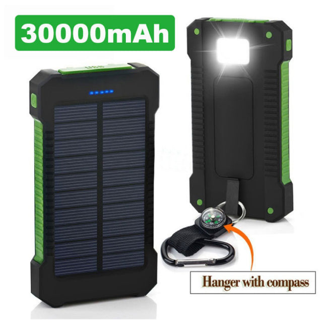  Solar Charger 30.000mAh Externe Powerbank Zonnepaneel Noodaccu Batterij Oplader Zon Geel