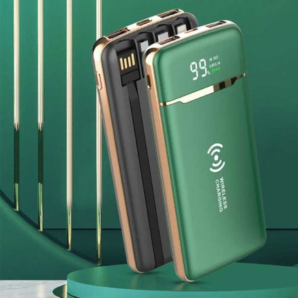 Universele 20.000mAh Powerbank - 4 Types Oplaadkabel - Externe Noodaccu Batterij Oplader Charger Zwart