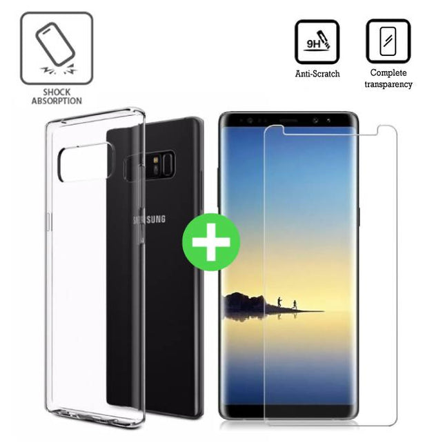 Samsung Galaxy Note 8 Transparant TPU Hoesje + Screen Protector Tempered Glass