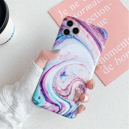 iPhone 8 Hoesje Marmer Textuur - Shockproof Glossy Case Graniet Cover Cas TPU