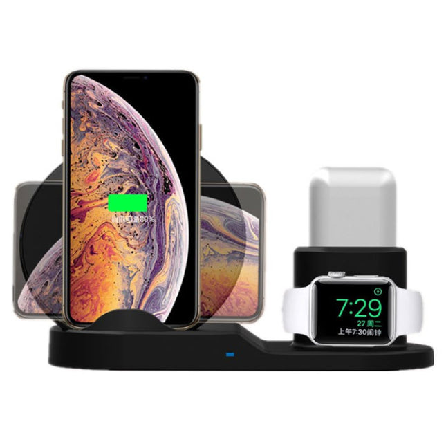 3 in 1 Draadloze Oplader voor Apple iPhone / iWatch / AirPods -  Oplaadstation Charging Dock 18W Wireless Pad Zwart