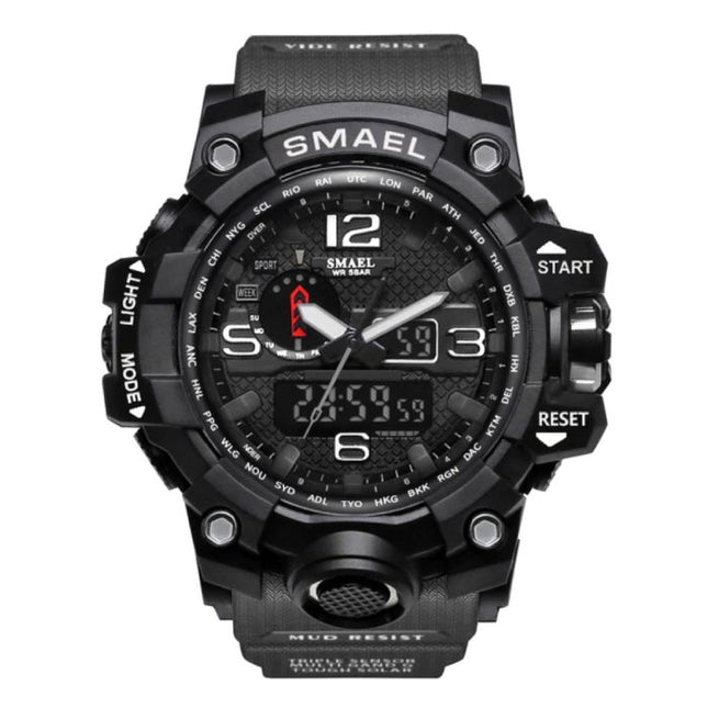  Militair Duik Horloge voor Heren - Rubber Bandje Kwarts Uurwerk Analoog Digitaal voor Mannen Grijs