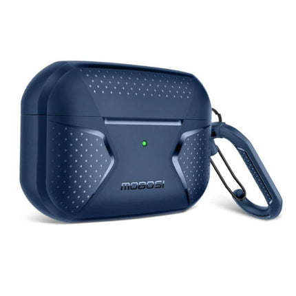 Shockproof Hoesje voor AirPods Pro met Karabijnhaak - AirPod Case Cover Skin - Blauw