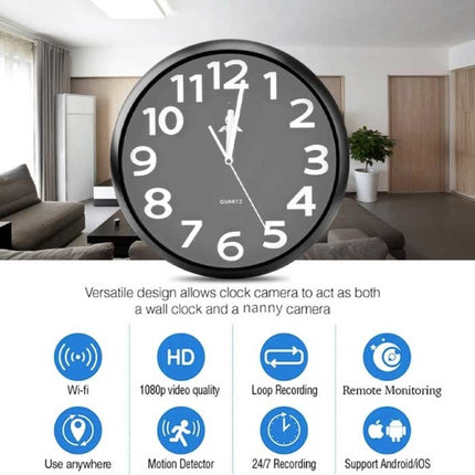 G20 Klok met 1080p Camera en WiFi - Draadloze Smart Home Security Night Vision Motion Detection Zwart