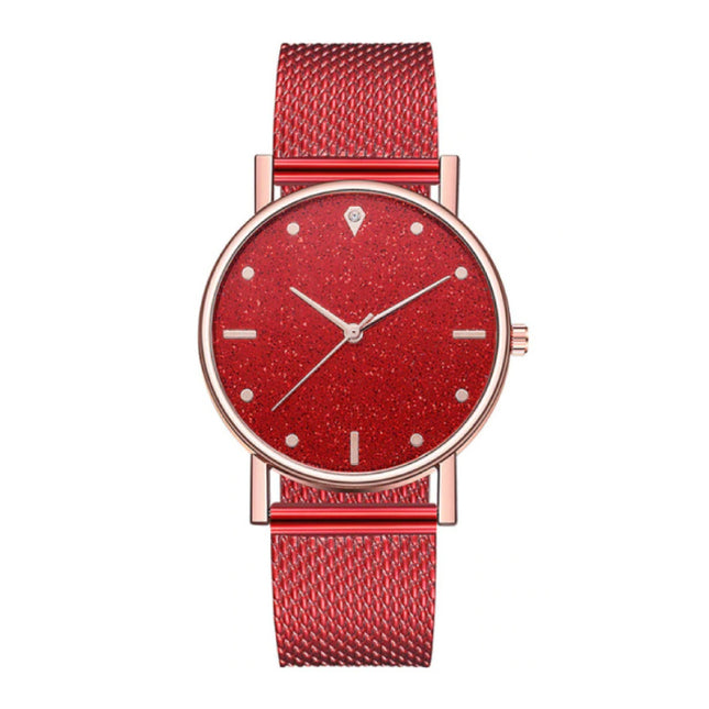 Horloge Kwarts Dames - Luxe Anoloog Uurwerk voor Vrouwen Rood