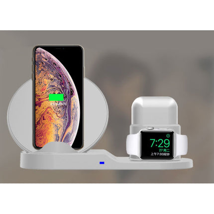 3 in 1 Draadloze Oplader voor Apple iPhone / iWatch / AirPods -  Oplaadstation Charging Dock 18W Wireless Pad Wit