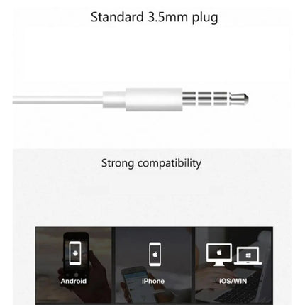 S18 Oortjes met Microfoon en One Button Control - 3.5mm AUX Oordopjes Wit