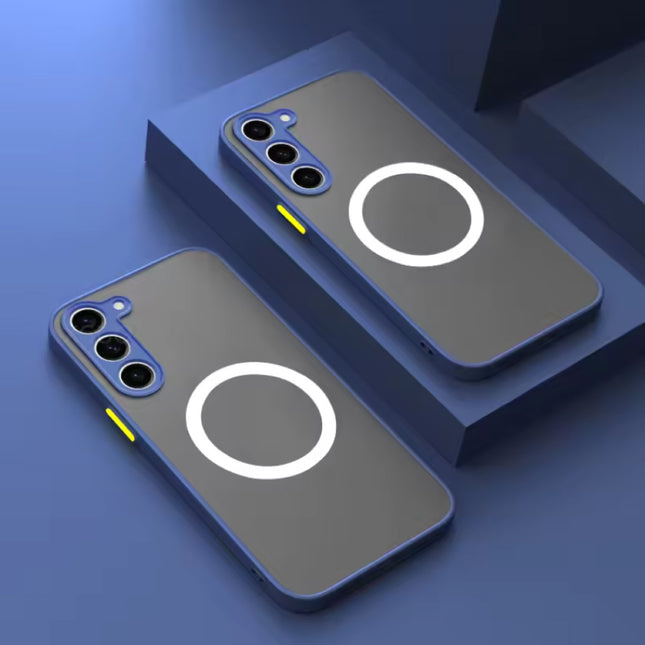 Matte Magnetisch Hoesje voor Samsung Galaxy S23 (FE) - Draadloos Opladen Cover - Blauw