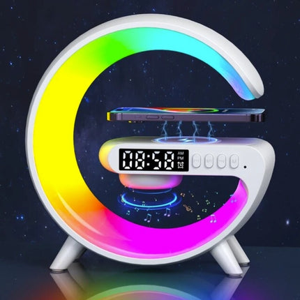 RGB Lamp Sound Box & Draadloze Oplader - Alarm Klok Bluetooth 5.0 Draadloze Luidspreker Wit