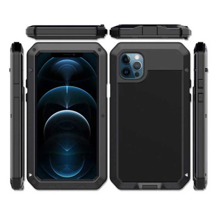 iPhone XS 360°  Full Body Case Tank Hoesje + Screenprotector - Shockproof Cover Metaal Zwart