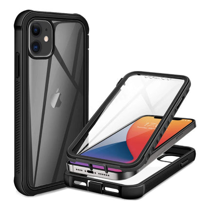 iPhone 8 Plus 360°  Full Body Hoesje Bumper Case  + Screenprotector - Shockproof Cover Zwart