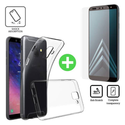 Samsung Galaxy A6 2018 Transparant TPU Hoesje + Screen Protector Folie