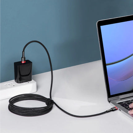 100W USB-C naar USB-C Oplaadkabel 1 Meter Gevlochten Nylon - Tangle Resistant Oplader Data Kabel Zwart