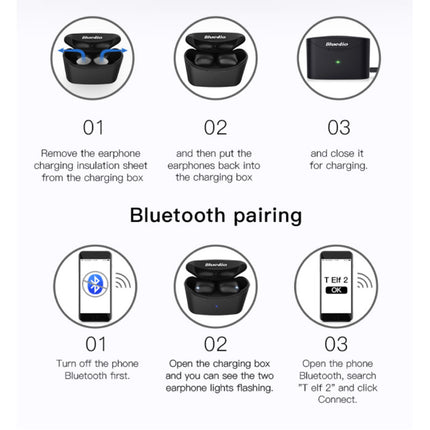 T-Elf 2 Draadloze Oortjes TWS Touch Control Bluetooth 5.0 Ear Wireless Buds Earphones Earbuds Oortelefoon Zwart