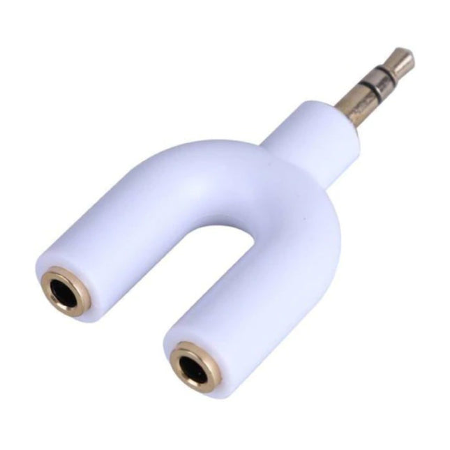 Y-Vorm AUX Koptelefoon Splitter - Headphone Dual Audio Adapter Stereo Verdeler Wit