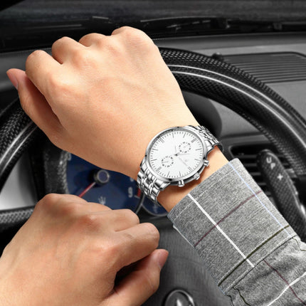 Staal Horloge voor Heren - Leren Bandje Anoloog Luxe Uurwerk voor Mannen Kwarts