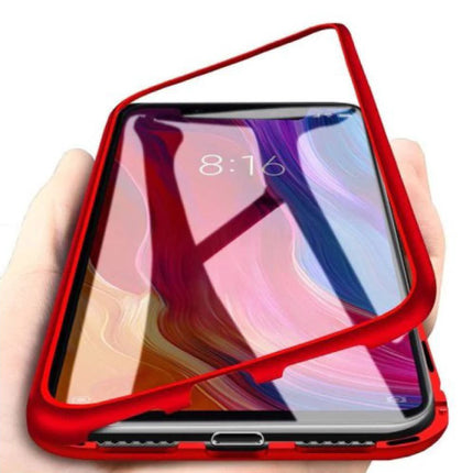 Samsung Galaxy A50 Magnetisch 360° Hoesje met Tempered Glass - Full Body Cover Hoesje + Screenprotector Rood