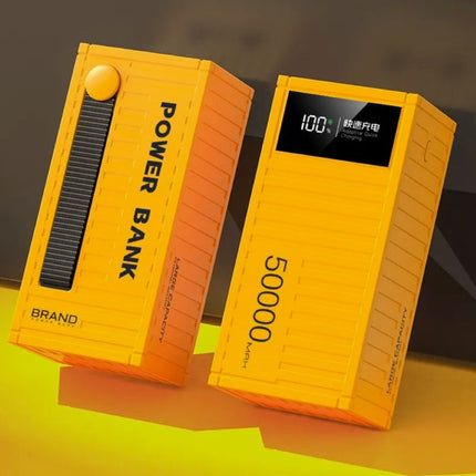 50.000mAh Powerbank met 4 Oplaadpoorten - LED Display - 66W Batterij Oplader Geel