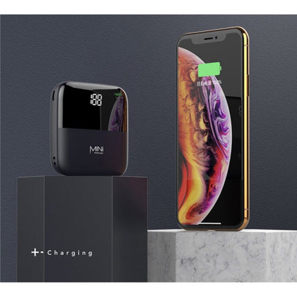 Dual 2x USB Poort Mini Powerbank 10.000mAh - LED Display Externe Noodaccu Batterij Oplader Charger Zwart