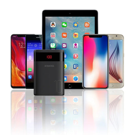 Ares 10.000mAh Powerbank met 4 Poorten - LED Display Externe Noodaccu Batterij Oplader Charger Zwart