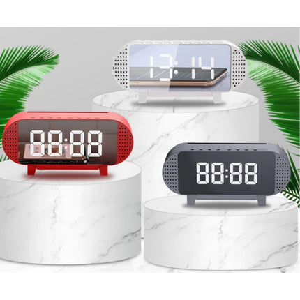 Digitale LED Klok met Luidspreker - Wekker Spiegel Alarm Telefoonhouder Snooze Helderheid Aanpassing Rood