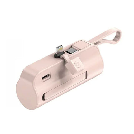 10.000mAh Mini Powerbank voor iPhone Lightning - Extra USB-C Kabel Noodaccu Batterij Oplader - Roze