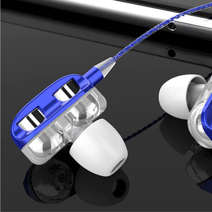 Dual Driver Oordopjes AUX 3.5mm - Oortjes Wired Earphones Oortelefoon Blauw