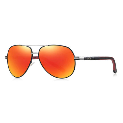Vintage Shades Zonnebril - Roestvrij Staal Legering Pilotenbril met UV400 en Polarisatie Filter voor Mannen - Oranje-Zwart