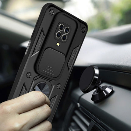 Xiaomi Redmi Note 9 - Armor Hoesje met Kickstand en Camera Slide - Magnetische Pop Grip Cover Case Goud