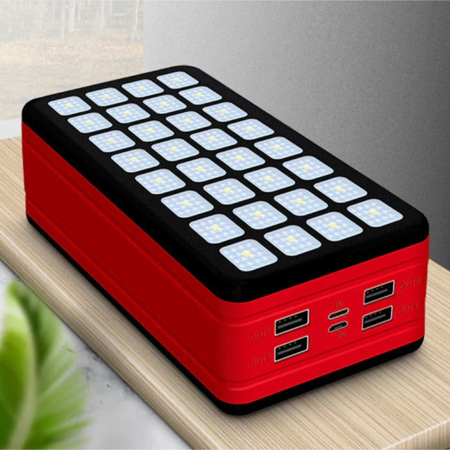 99.000mAh Powerbank met 4 Poorten - Ingebouwde Zaklamp - Externe Noodaccu Batterij Oplader Charger Rood