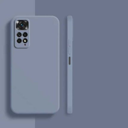 Xiaomi Redmi Note 11 Pro 4G Square Silicone Hoesje - Zachte Matte Case Liquid Cover Grijsblauw