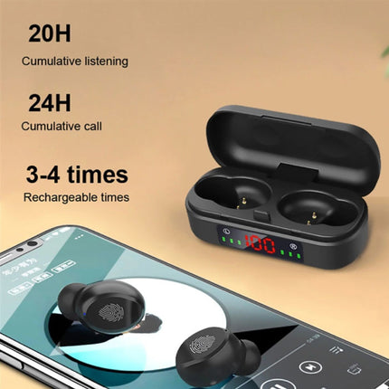 V8 Draadloze Oortjes - True Touch Control TWS Oordopjes Bluetooth 5.0  Wireless Ear Buds Earphones Oortelefoon Zwart