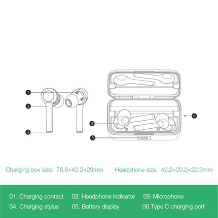 BW-FYE6 Draadloze Oordopjes - TWS Sport Oortjes True Touch Control Oordopjes Bluetooth 5.0 Wireless Buds Earphones Oortelefoon Zwart