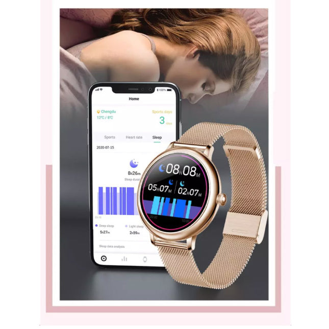 Smartwatch met Extra Bandje - Roestvrij Staal Mesh / Silicoon Fitness Sport Activity Tracker Horloge Android - Zwart