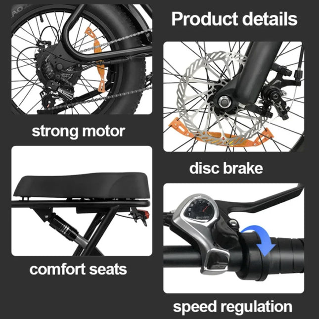 C91 Elektrische Fiets - Off-Road Smart Fatbike - 1000W - 17.5 Ah Batterij - Bruin