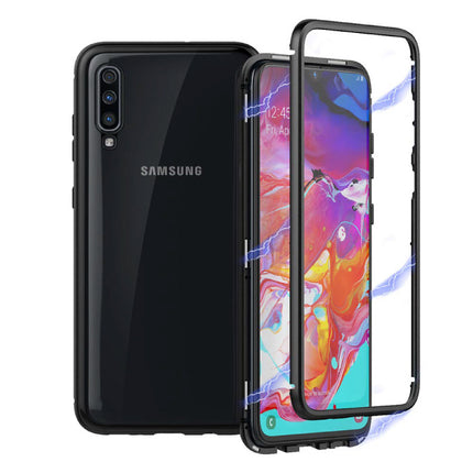 Samsung Galaxy A10 Magnetisch 360° Hoesje met Tempered Glass - Full Body Cover Hoesje + Screenprotector Zwart